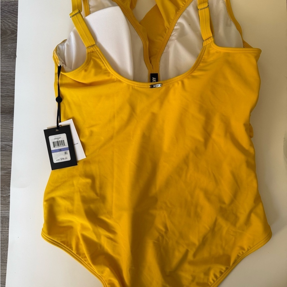 DKNY Yellow Ruffled One Piece Swimsuit - Picture 11 of 11